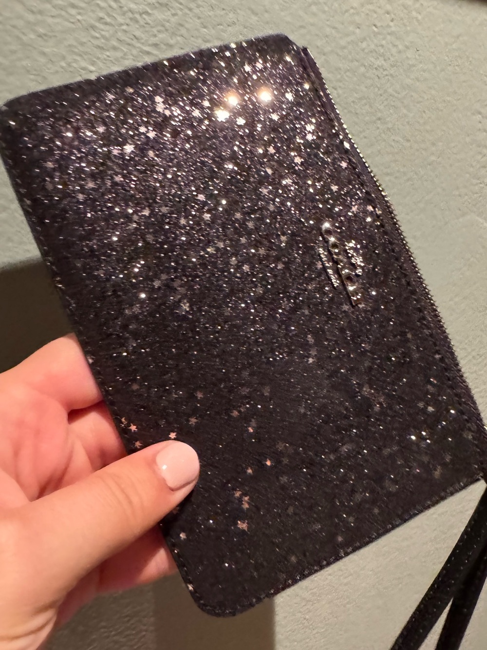 COACH Star glitter black wristlet